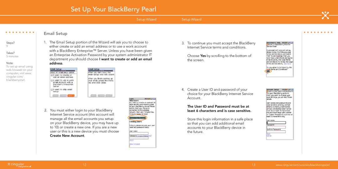 Blackberry Pearl manual Email Setup 