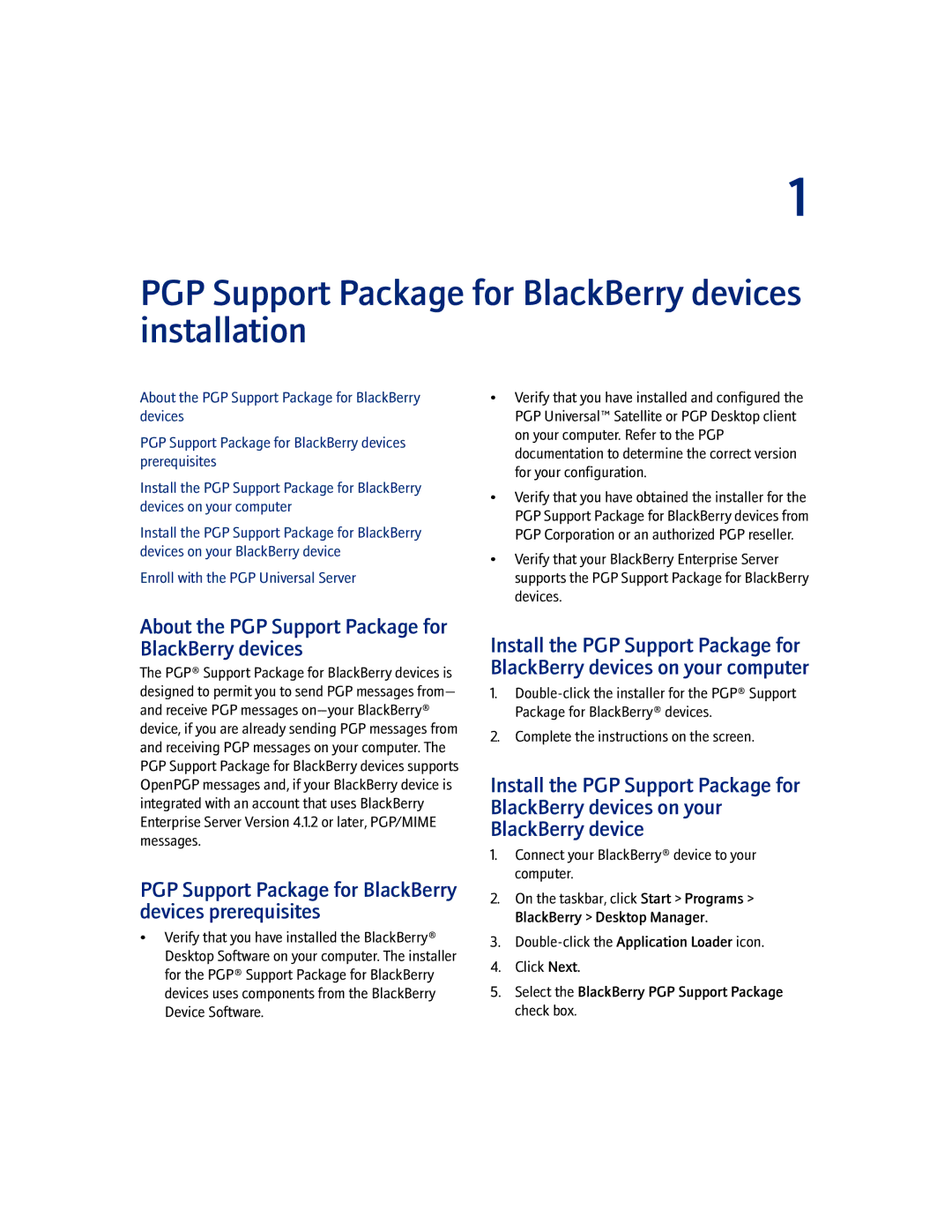 Blackberry manual PGP Support Package for BlackBerry devices installation, Enroll with the PGP Universal Server 