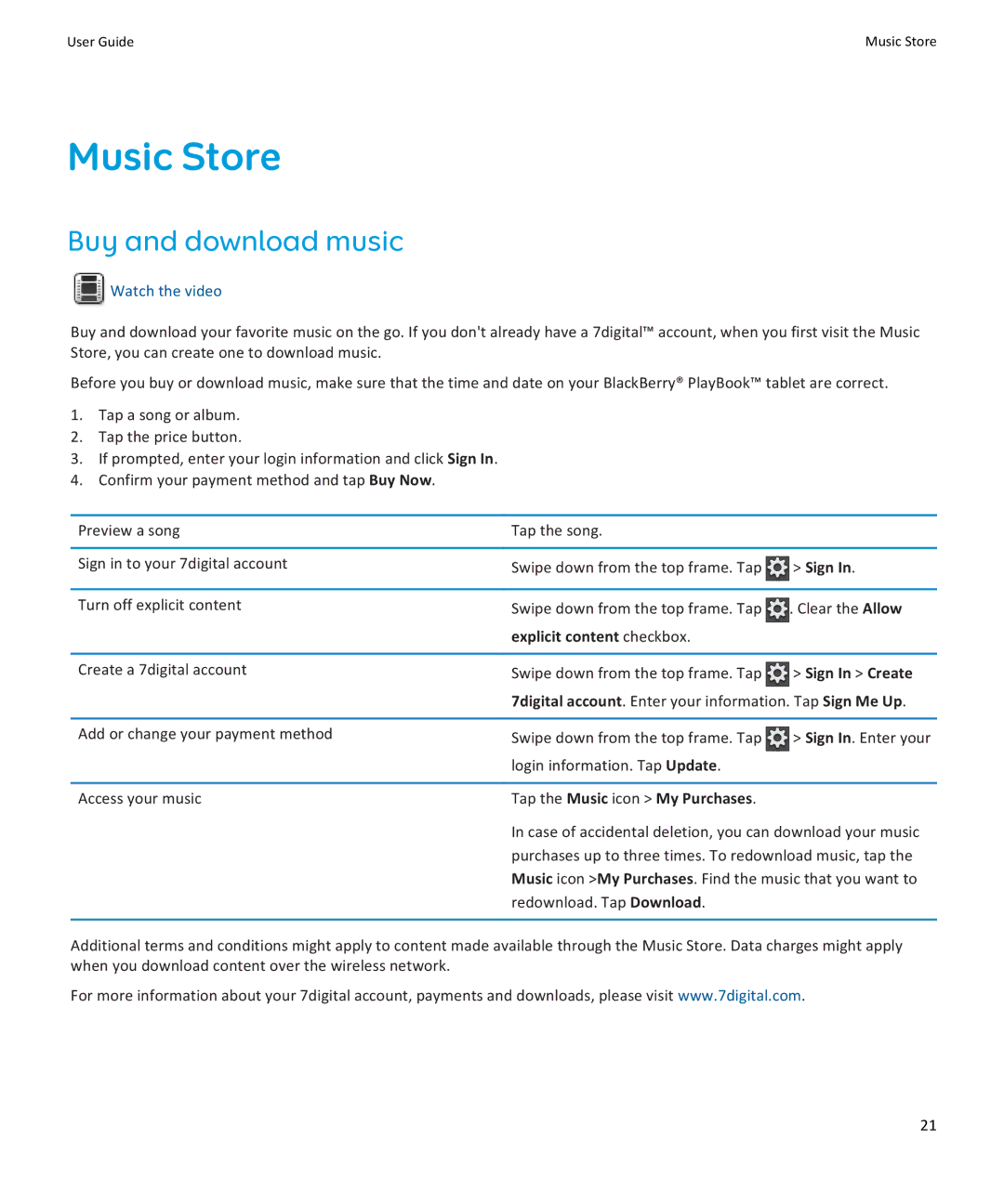 Blackberry PRD-38548-001, PRD-38548-003, PRD-38548-002 manual Music Store, Buy and download music 