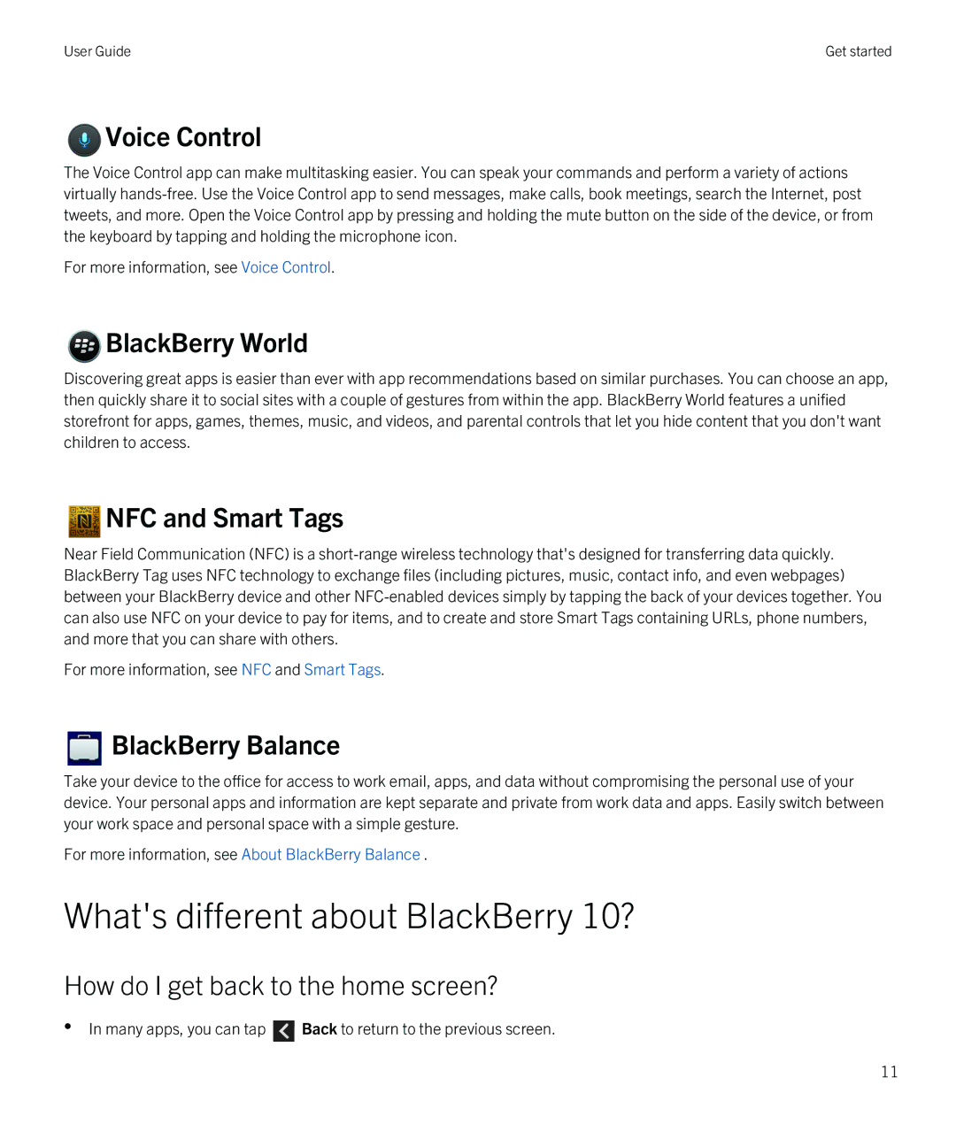 Blackberry Q5 manual Whats different about BlackBerry 10?, How do I get back to the home screen?, Many apps, you can tap 