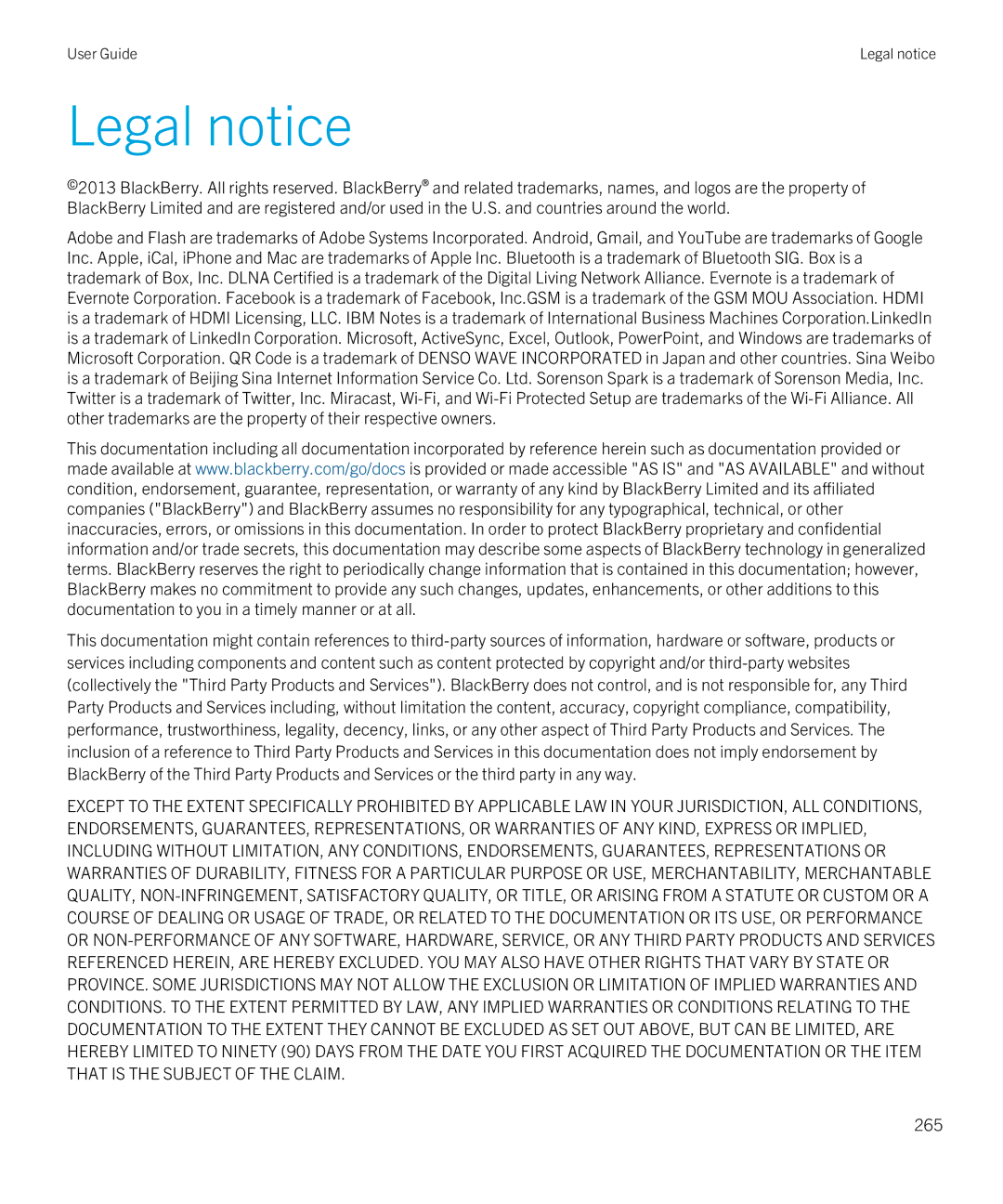 Blackberry Q5 manual Legal notice 