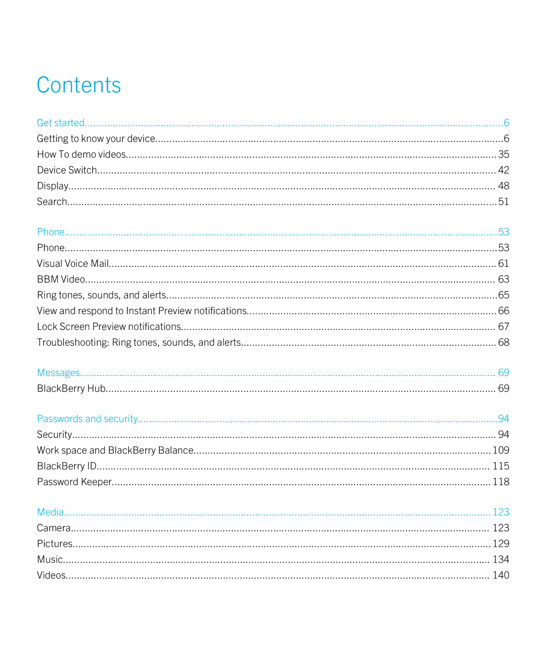 Blackberry Q5 manual Contents 