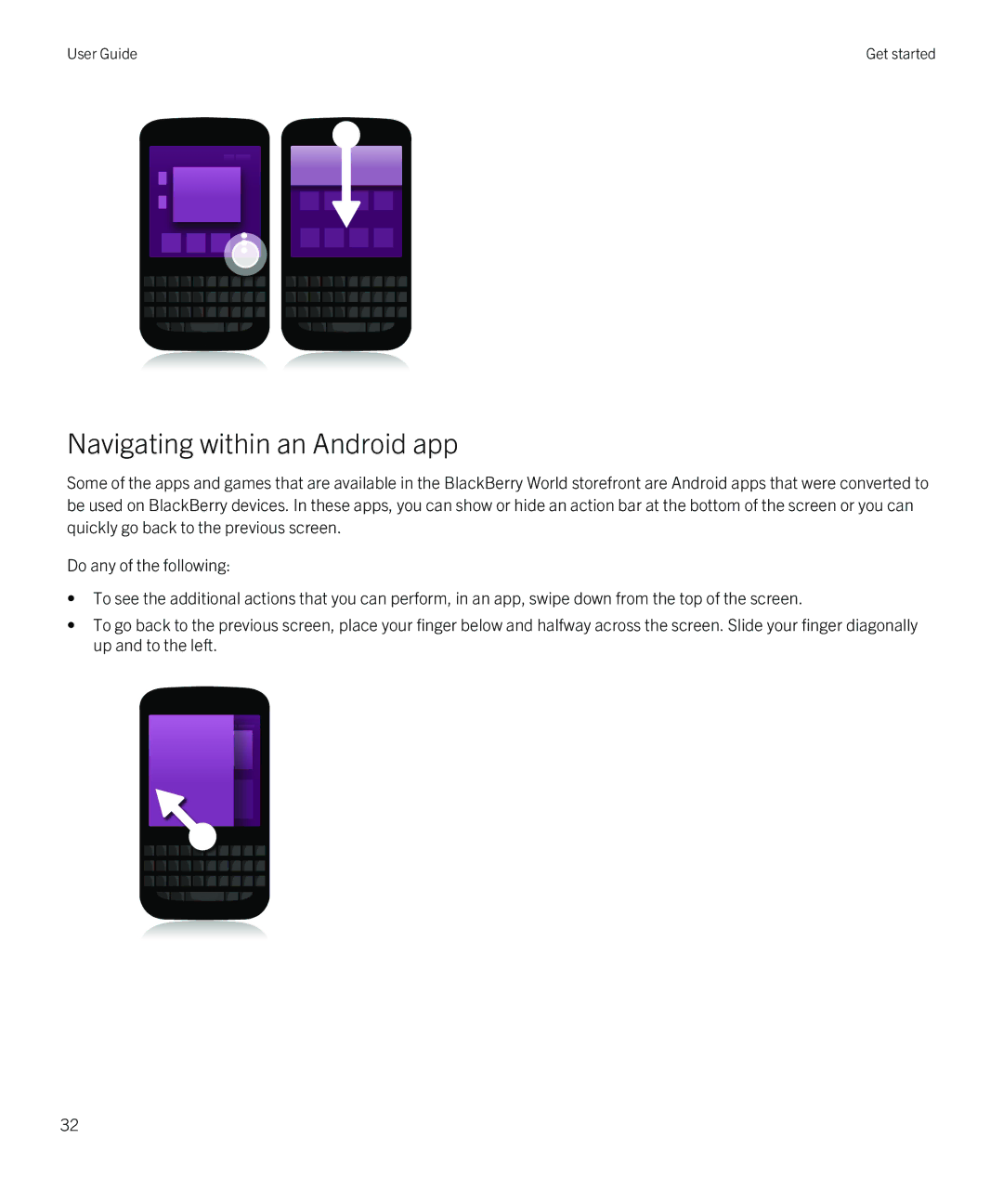 Blackberry Q5 manual Navigating within an Android app 