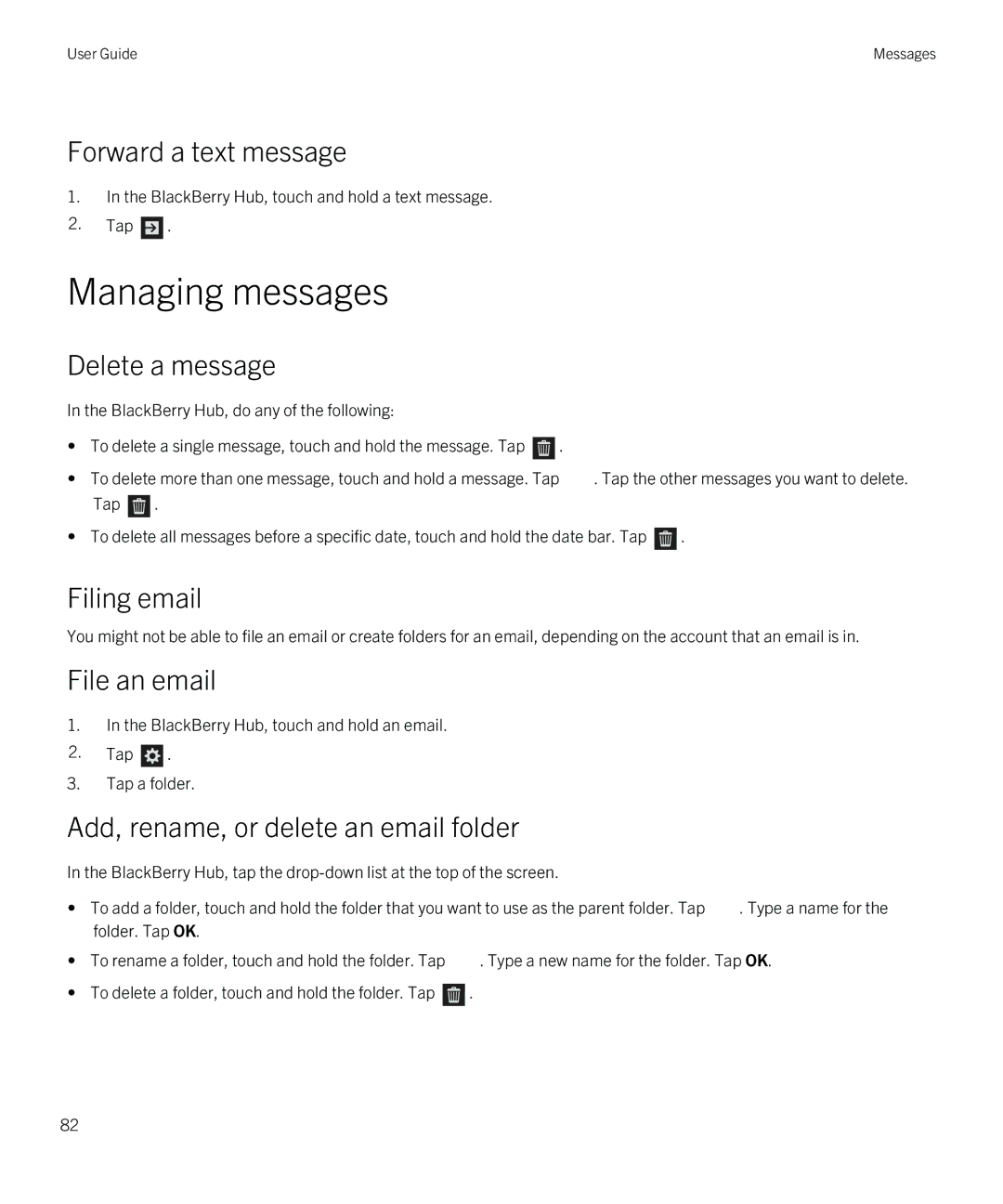 Blackberry Q5 manual Managing messages 