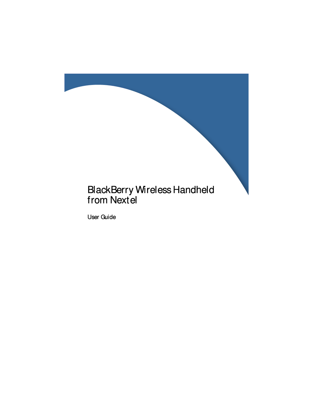 Blackberry RAL10IN manual BlackBerry Wireless Handheld from Nextel, User Guide 