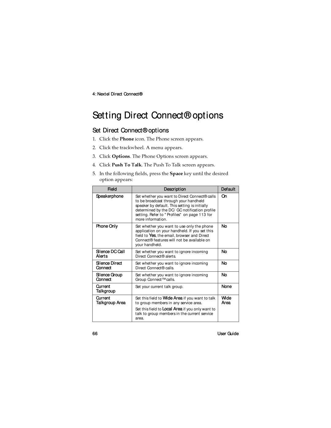 Blackberry RAL10IN manual Setting Direct Connect options, Set Direct Connect options 