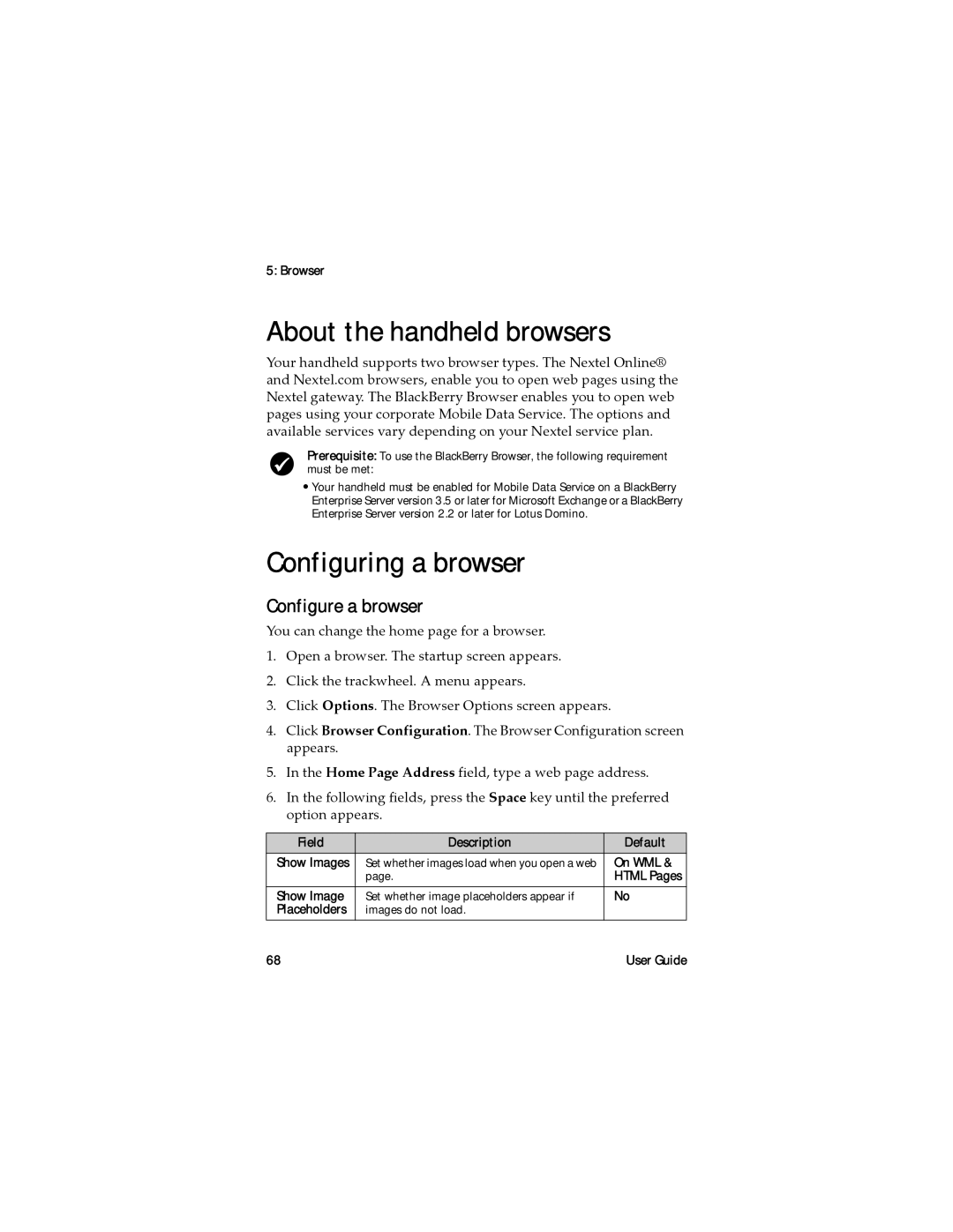 Blackberry RAL10IN manual About the handheld browsers, Configuring a browser, Configure a browser 