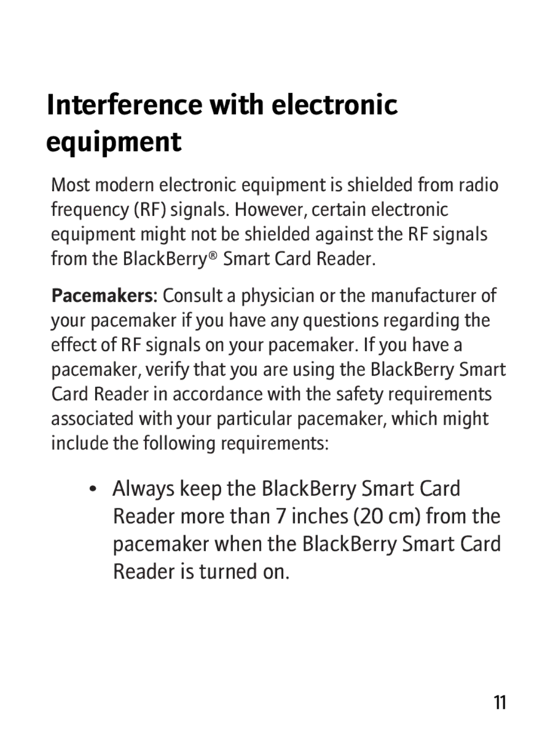 Blackberry RBB10BW manual Interference with electronic equipment 