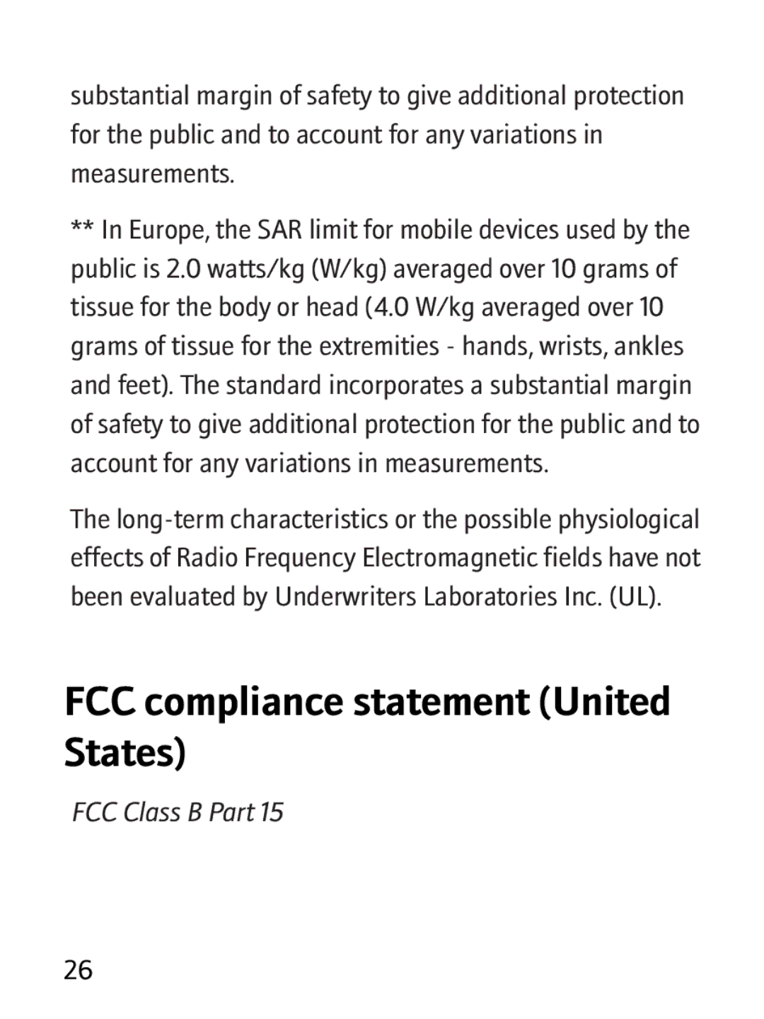 Blackberry RBB10BW manual FCC compliance statement United States, FCC Class B Part 