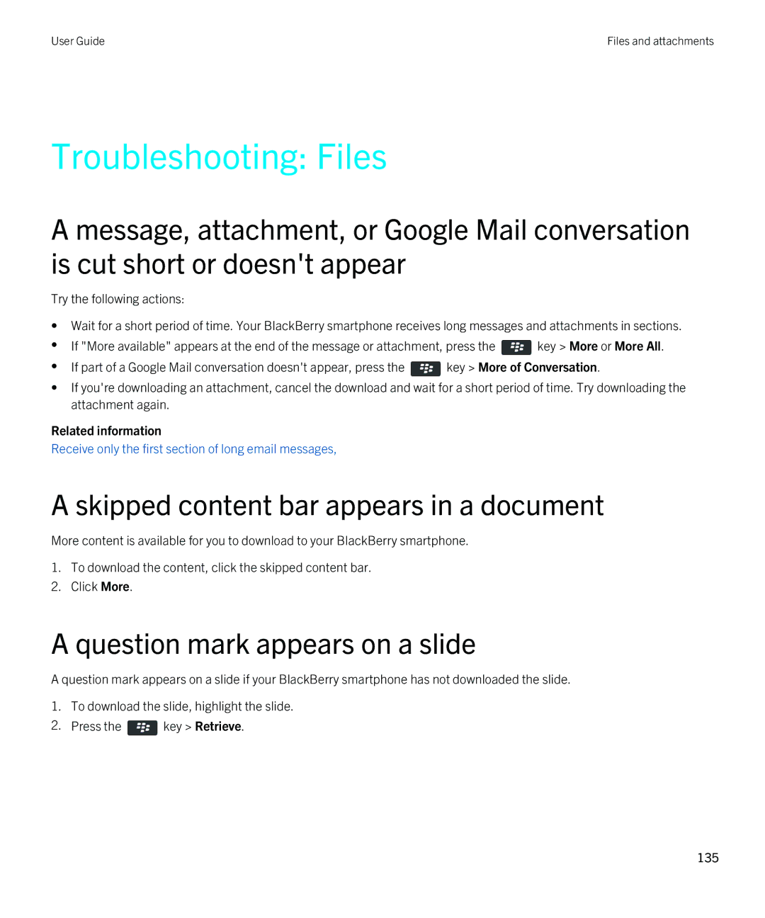 Blackberry REX41GW Troubleshooting Files, Skipped content bar appears in a document, Question mark appears on a slide 