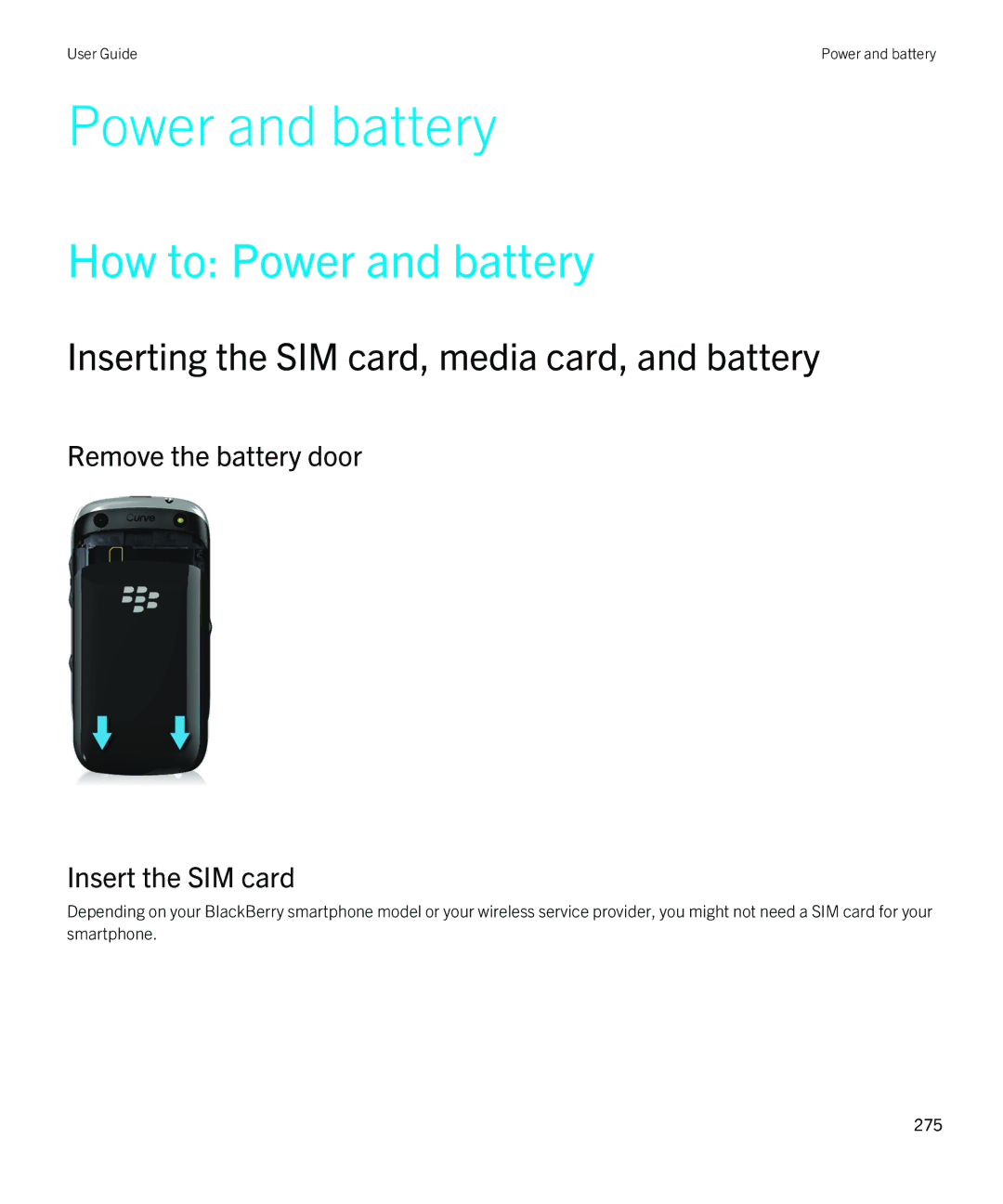 Blackberry REX41GW manual How to Power and battery 