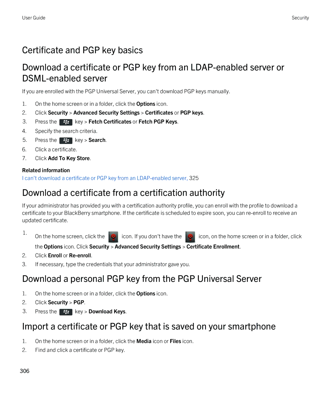 Blackberry REX41GW manual Download a certificate from a certification authority, Click Add To Key Store Related information 