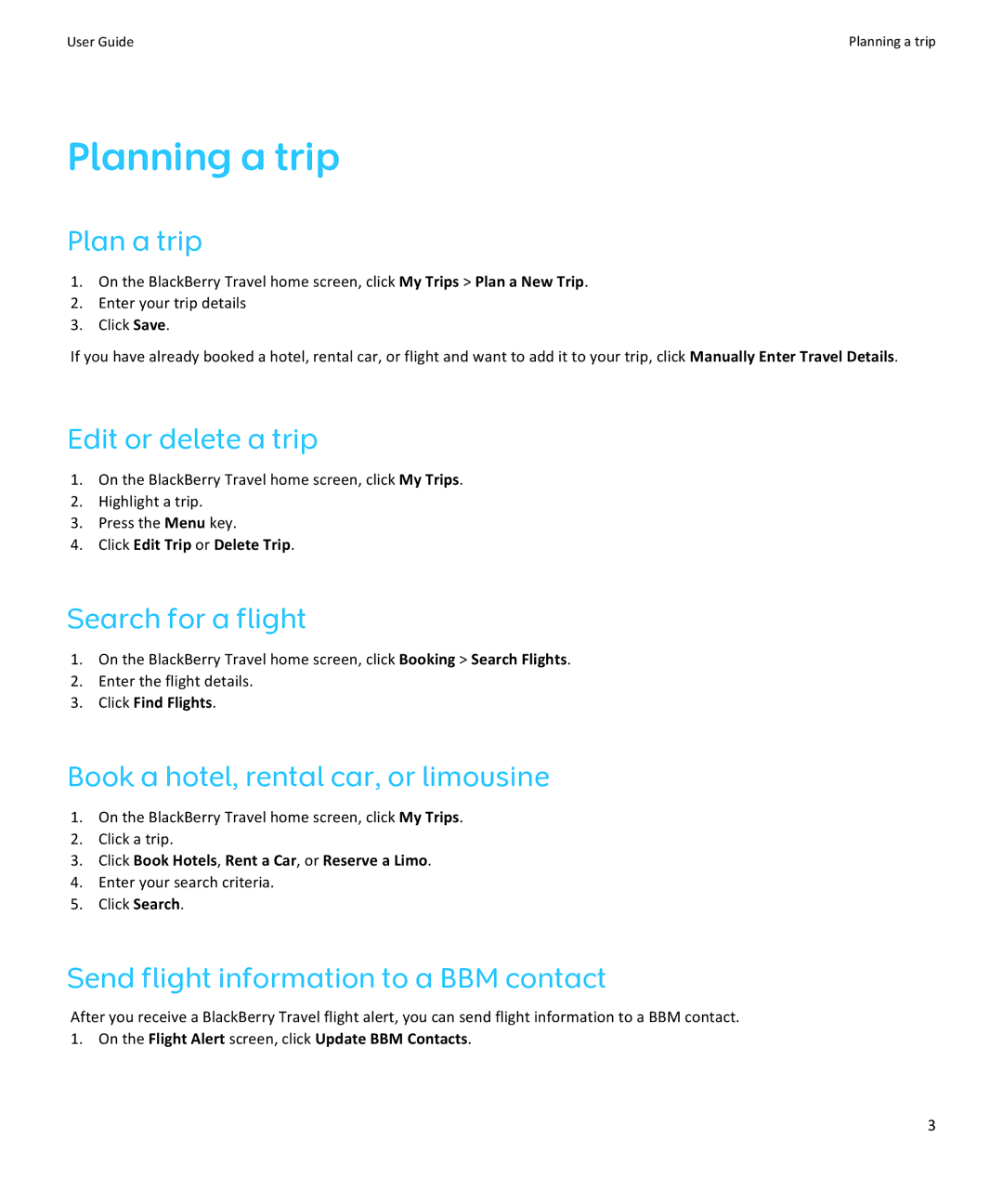 Blackberry SWD-2005926-0418040813-001 manual Planning a trip 