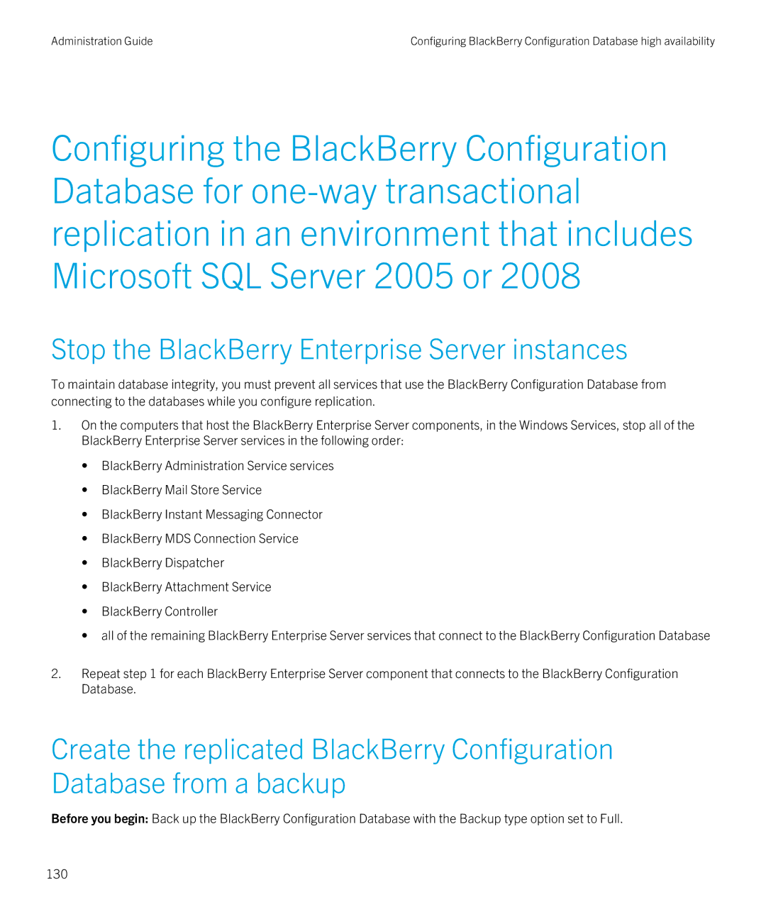 Blackberry SWD-20120924140022907 manual Stop the BlackBerry Enterprise Server instances 