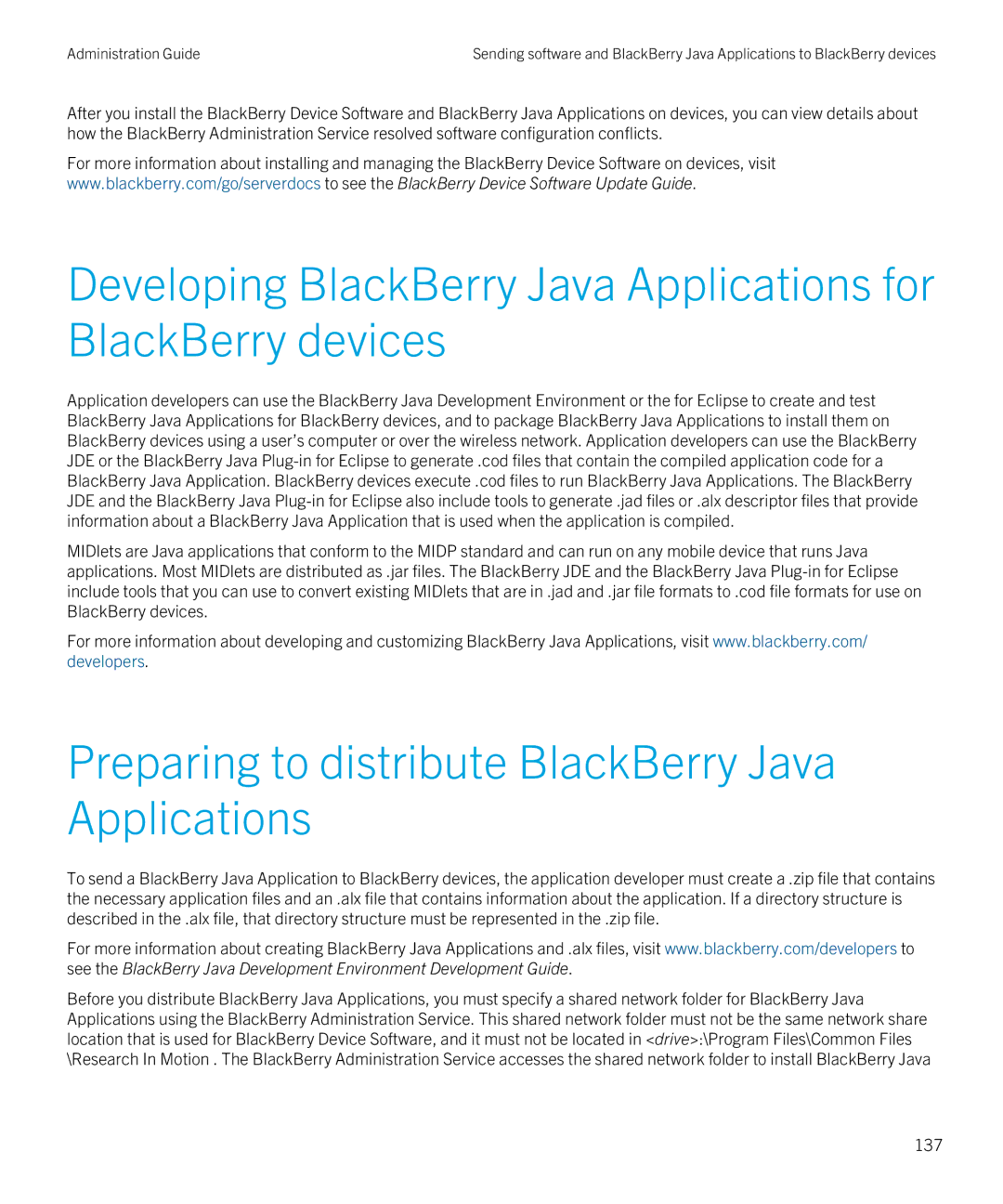 Blackberry SWD-20120924140022907 manual Preparing to distribute BlackBerry Java Applications, 137 