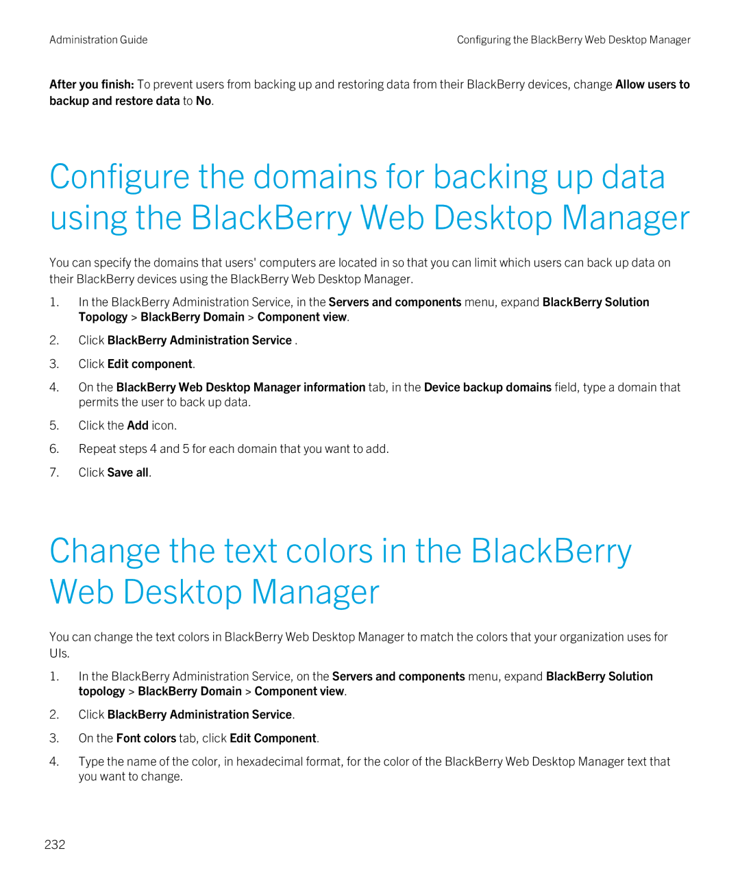 Blackberry SWD-20120924140022907 manual Change the text colors in the BlackBerry Web Desktop Manager 