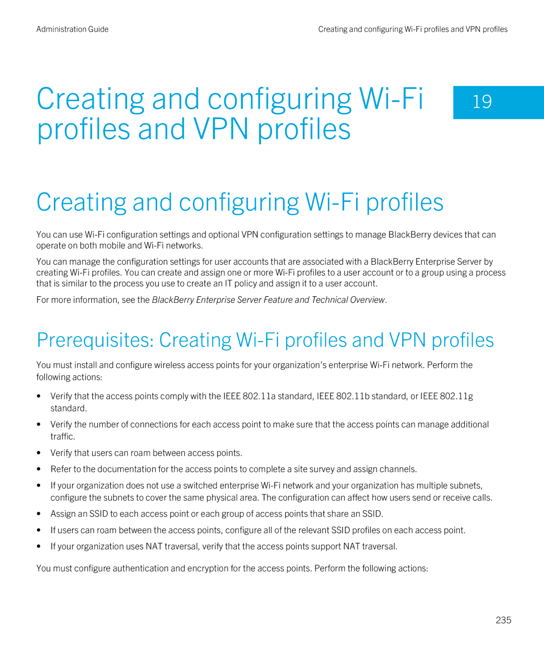 Blackberry SWD-20120924140022907 manual Creating and configuring Wi-Fi 19 profiles and VPN profiles 