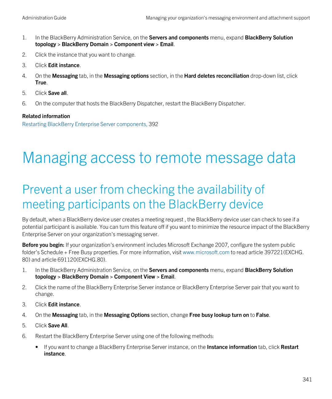 Blackberry SWD-20120924140022907 manual Managing access to remote message data, Related information 