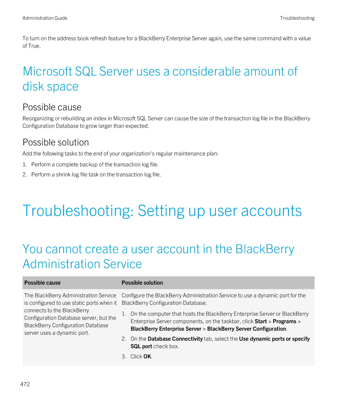 Blackberry SWD-20120924140022907 manual Troubleshooting Setting up user accounts 