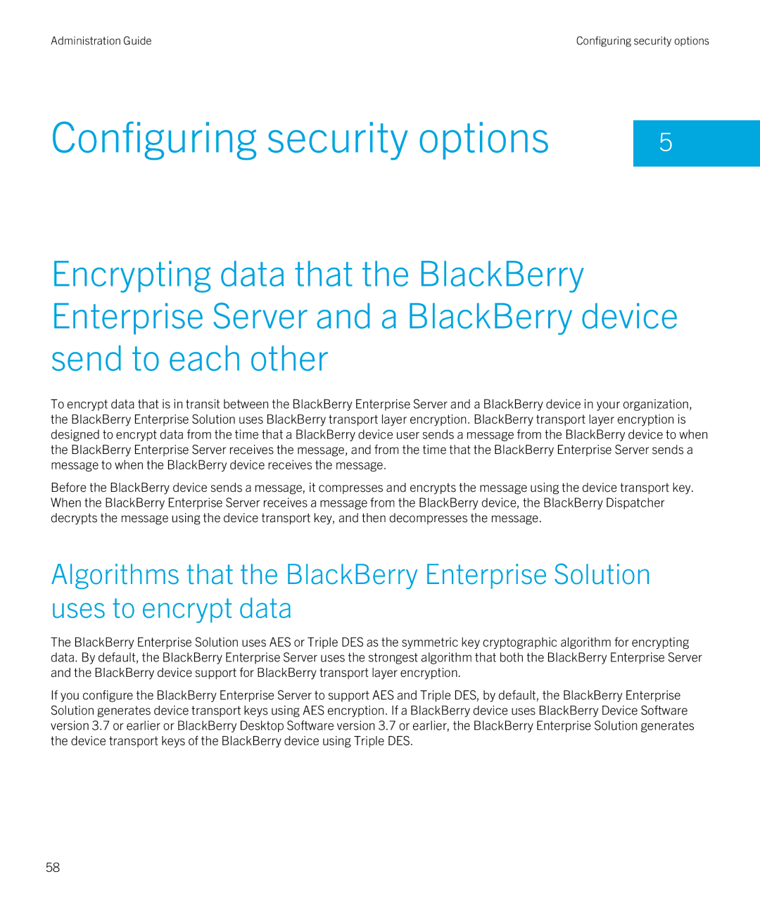 Blackberry SWD-20120924140022907 manual Configuring security options 