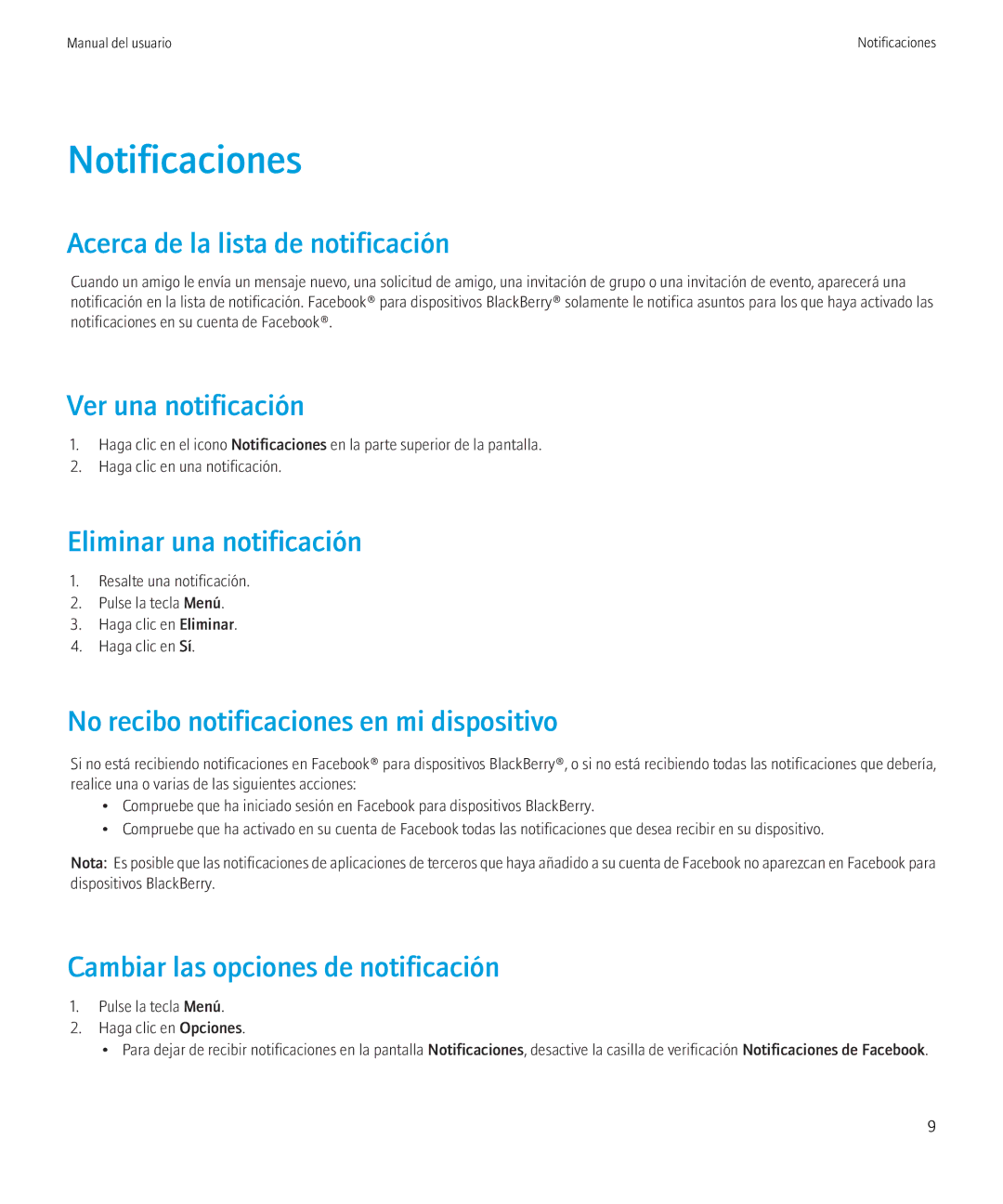 Blackberry SWDT266756-1153801-0818042737-005 manual Notificaciones 