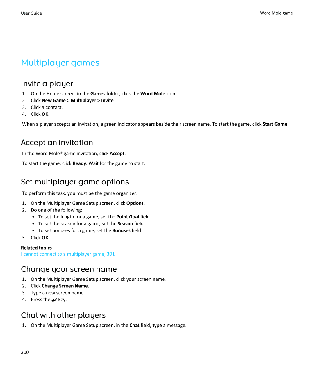 Blackberry SWDT643442-941426-0201084713-001 manual Multiplayer games 