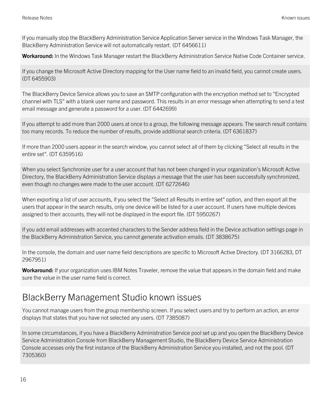 Blackberry VERSION: 10.1.2 manual BlackBerry Management Studio known issues 