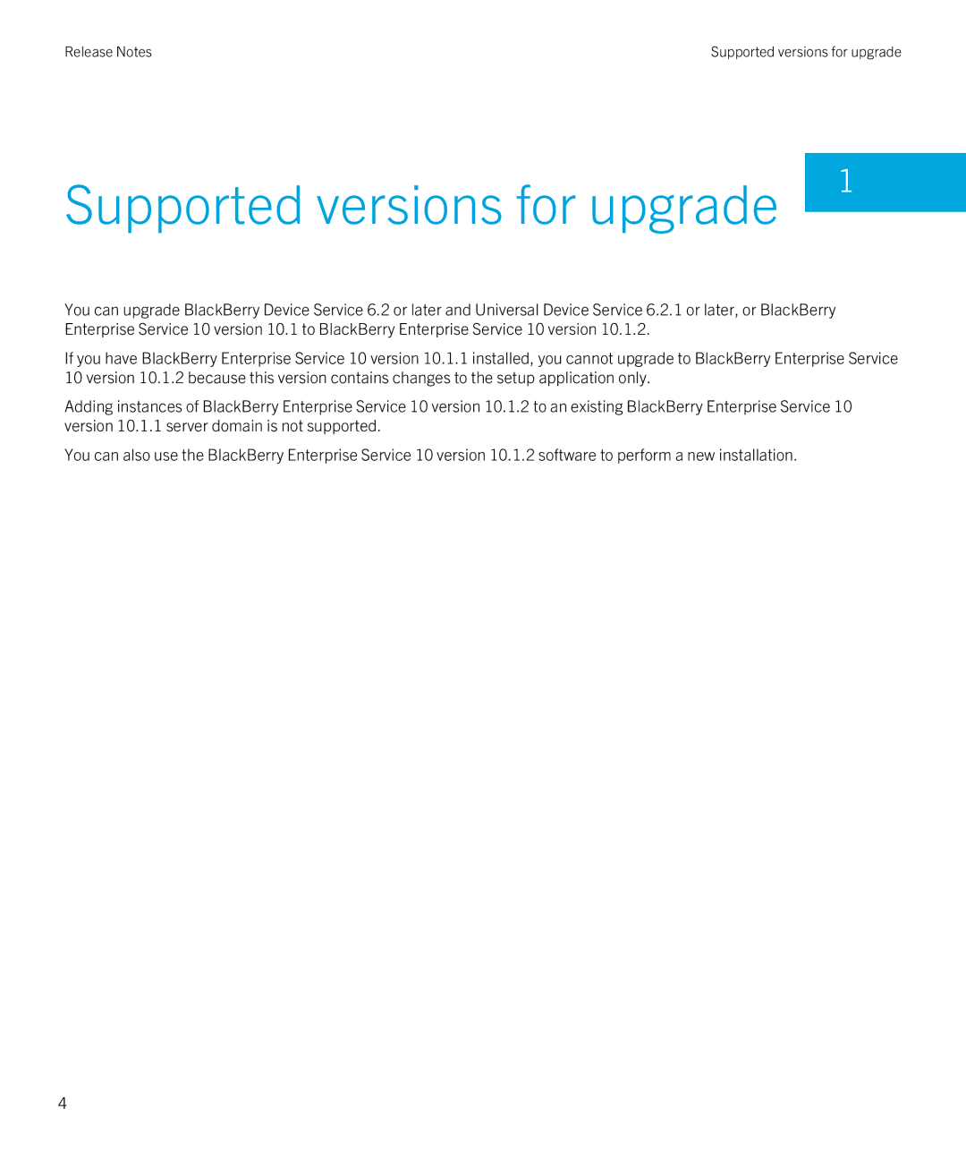 Blackberry VERSION: 10.1.2 manual Supported versions for upgrade 