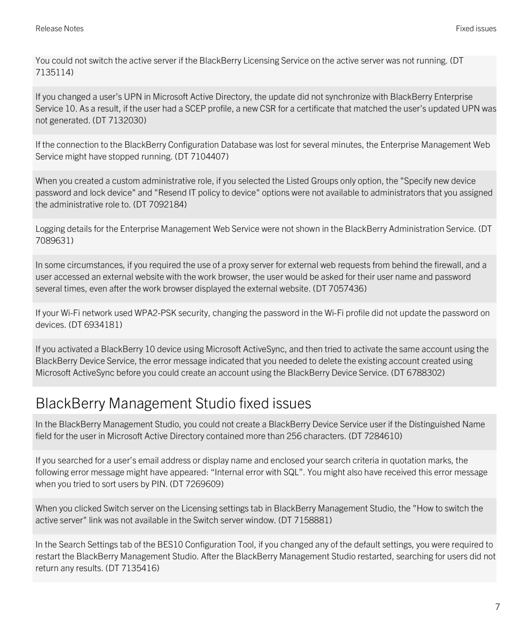 Blackberry VERSION: 10.1.2 manual BlackBerry Management Studio fixed issues 