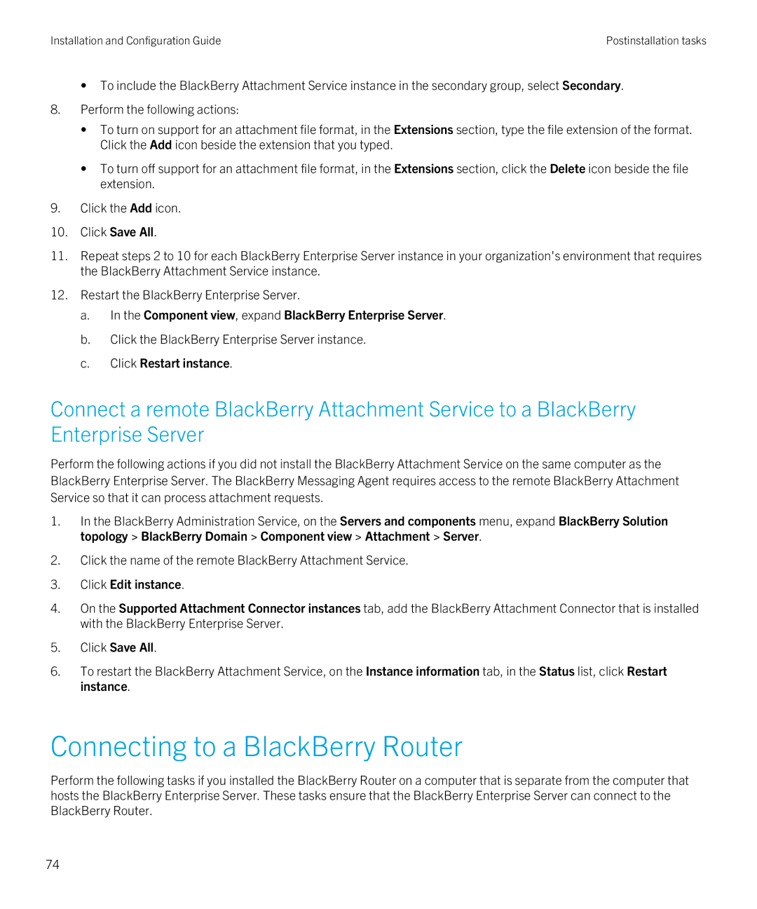 Blackberry Version 5.0 Service Pack 4 manual Component view, expand BlackBerry Enterprise Server, Click Restart instance 