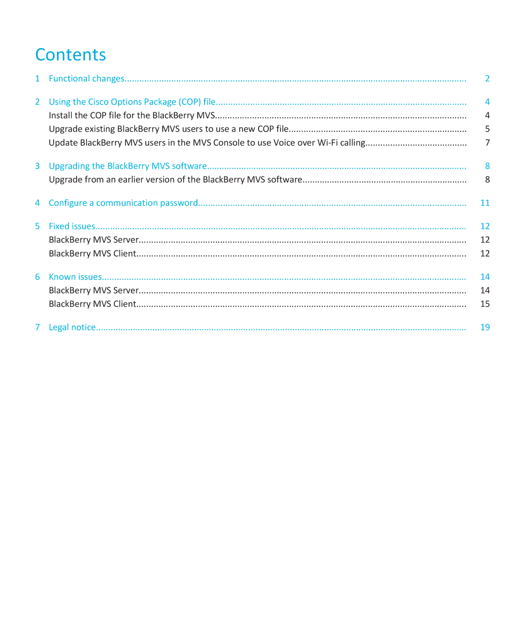 Blackberry version 5.2 manual Contents 