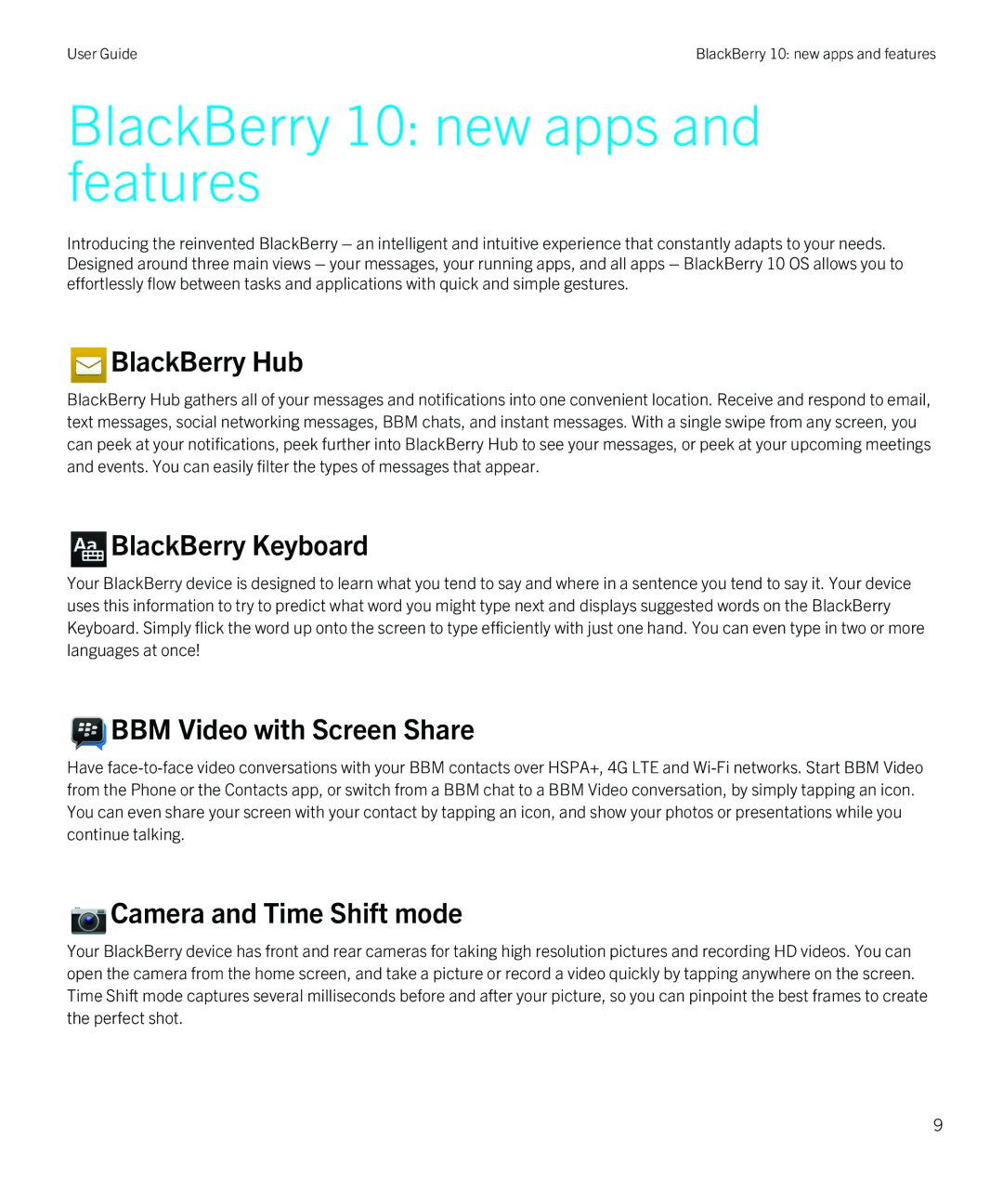 Blackberry Z10 manual BlackBerry 10 new apps and features, BlackBerry Hub 