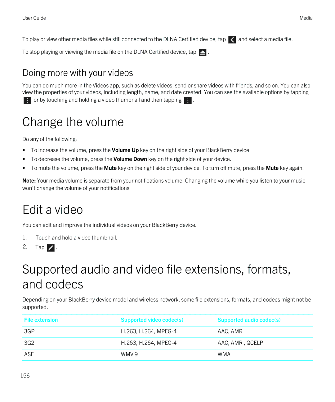 Blackberry Z10 manual Edit a video, Doing more with your videos 