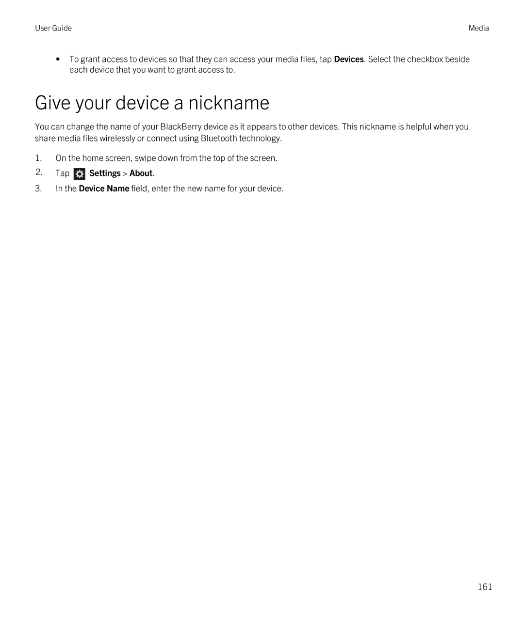 Blackberry Z10 manual Give your device a nickname, Tap Settings About 