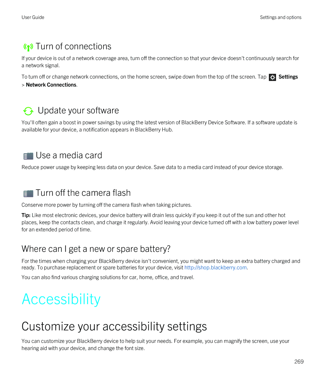 Blackberry Z10 manual Accessibility, Customize your accessibility settings 