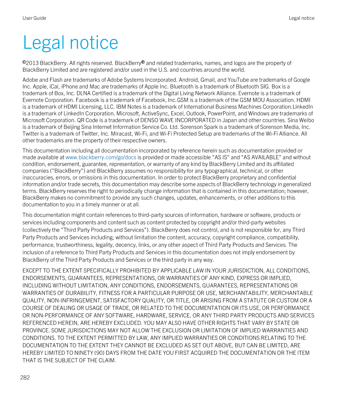 Blackberry Z10 manual Legal notice 