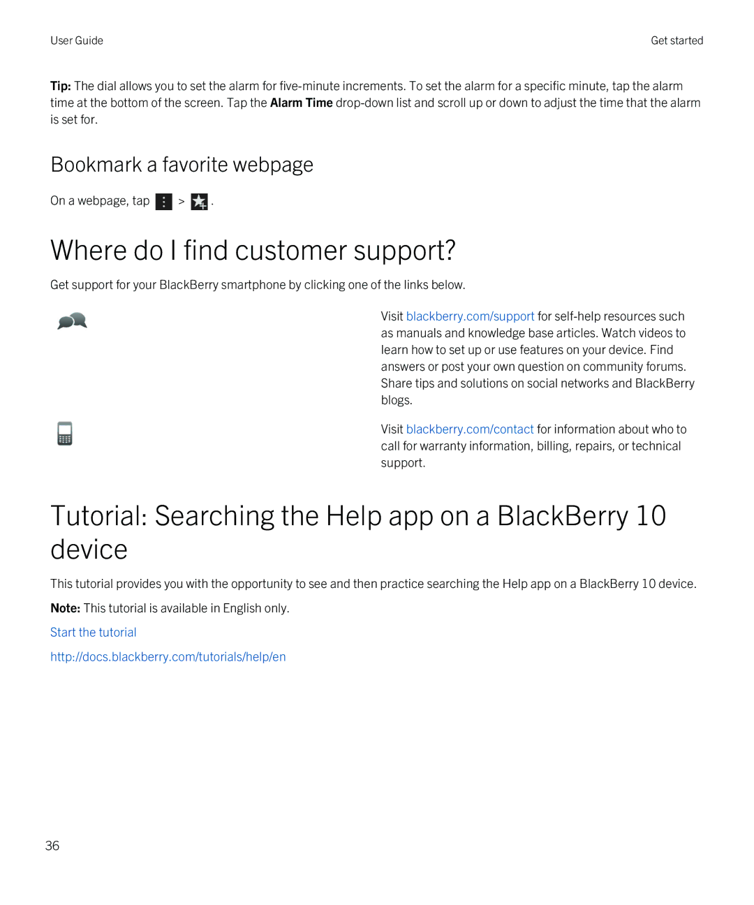 Blackberry Z10 manual Where do I find customer support?, Tutorial Searching the Help app on a BlackBerry 10 device 