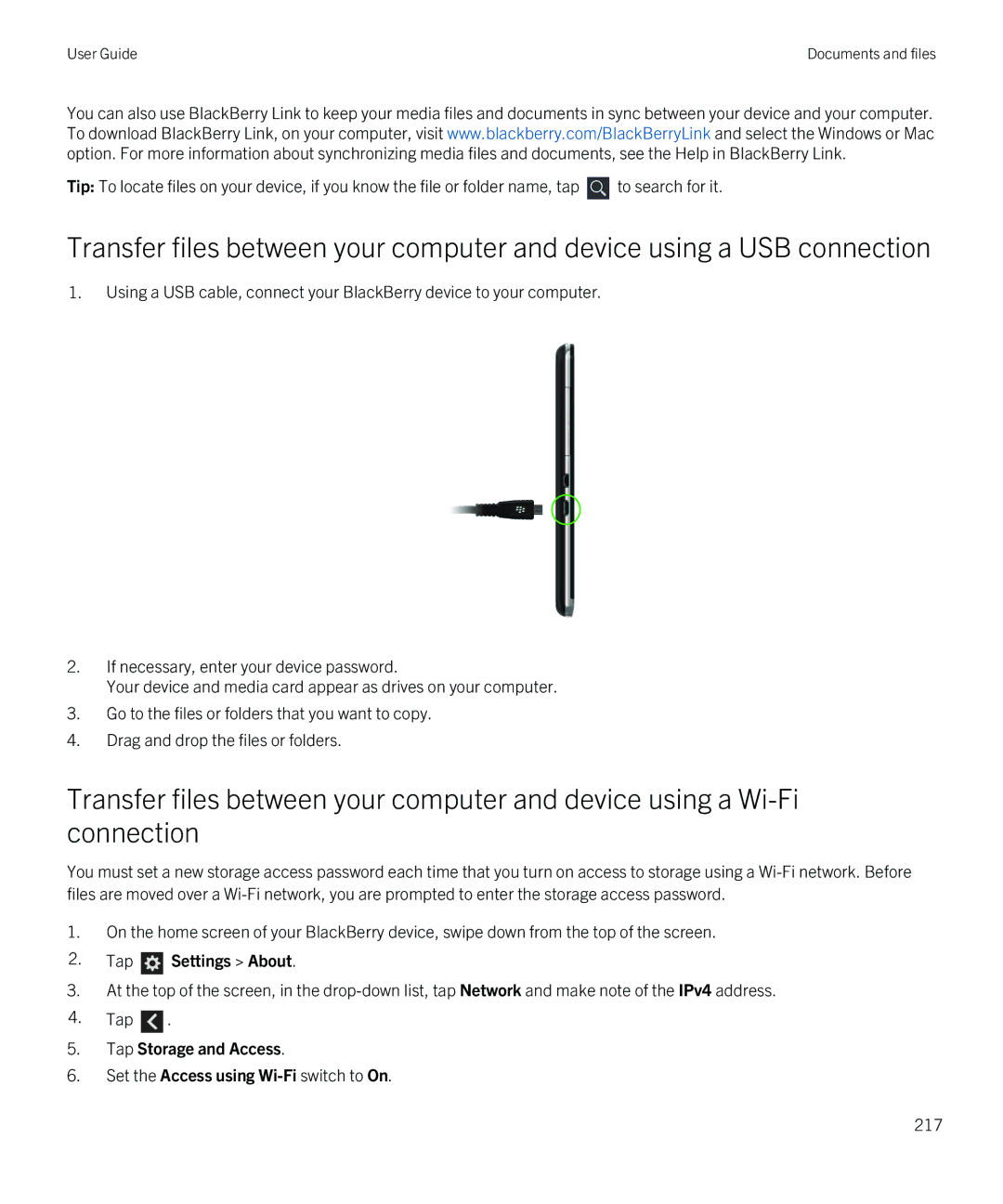 Blackberry Z30 manual 217 