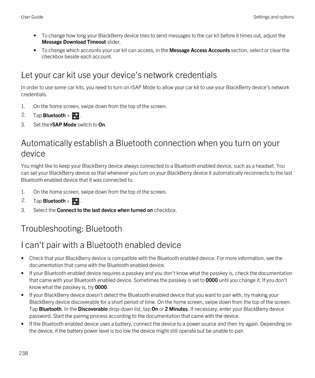 Blackberry Z30 manual Let your car kit use your devices network credentials 