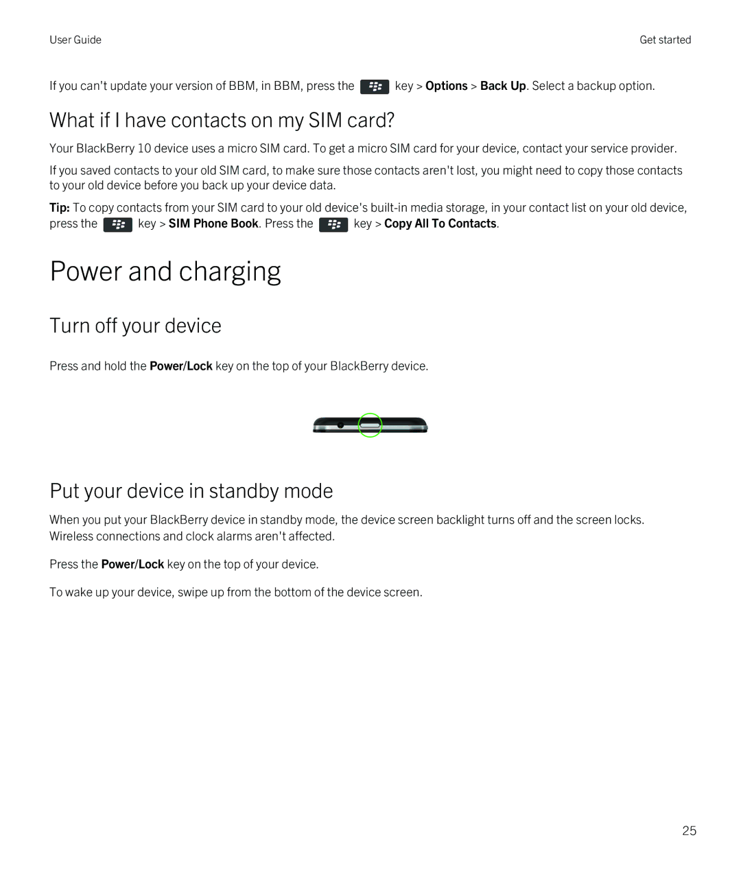 Blackberry Z30 manual Power and charging, What if I have contacts on my SIM card?, Turn off your device 