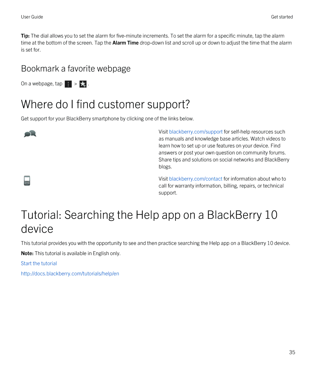 Blackberry Z30 manual Where do I find customer support?, Tutorial Searching the Help app on a BlackBerry 10 device 