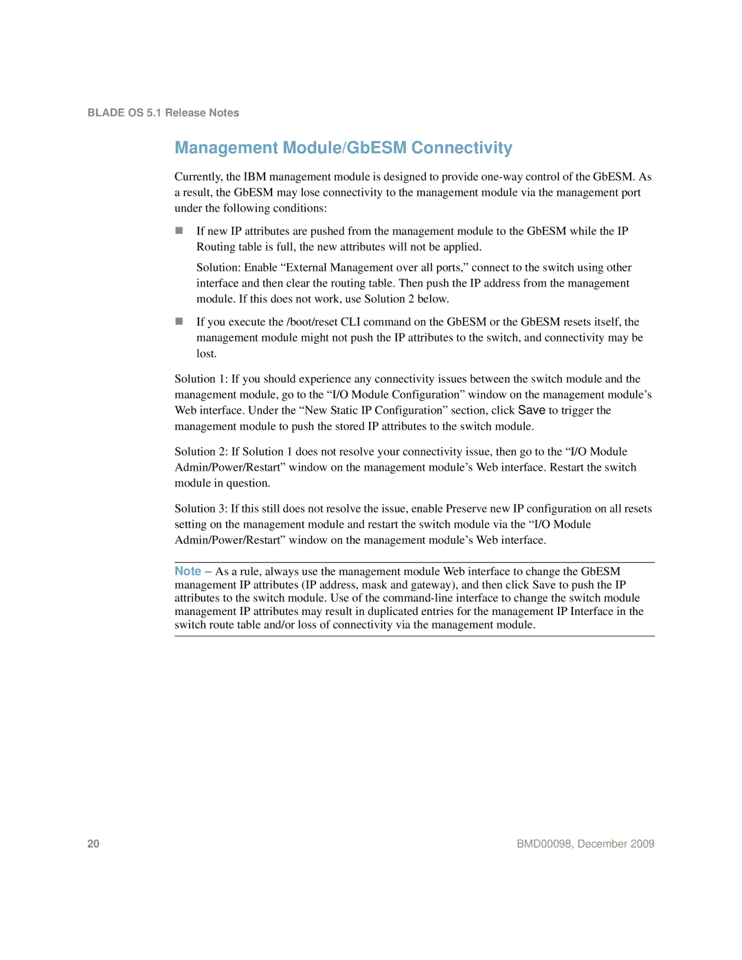 Blade ICE BMD00098 manual Management Module/GbESM Connectivity 