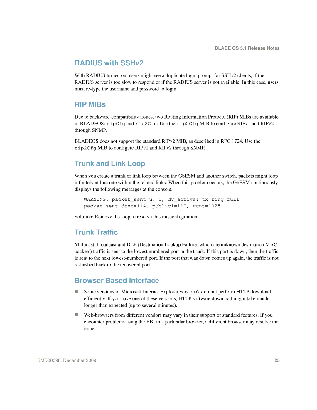 Blade ICE BMD00098 manual Radius with SSHv2, RIP MIBs, Trunk and Link Loop, Trunk Traffic, Browser Based Interface 