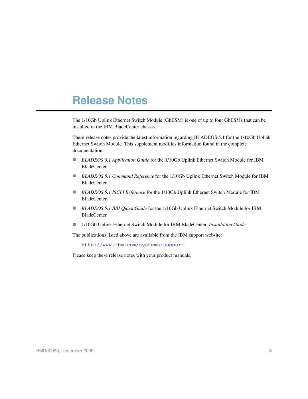 Blade ICE BMD00098 manual Release Notes 