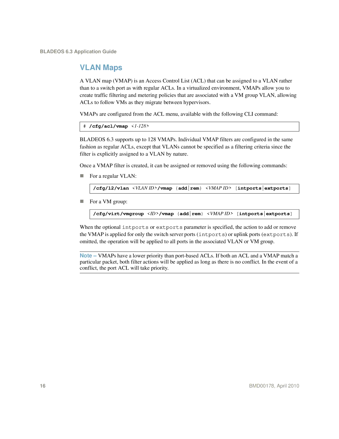 Blade ICE BMD00178 manual Vlan Maps 