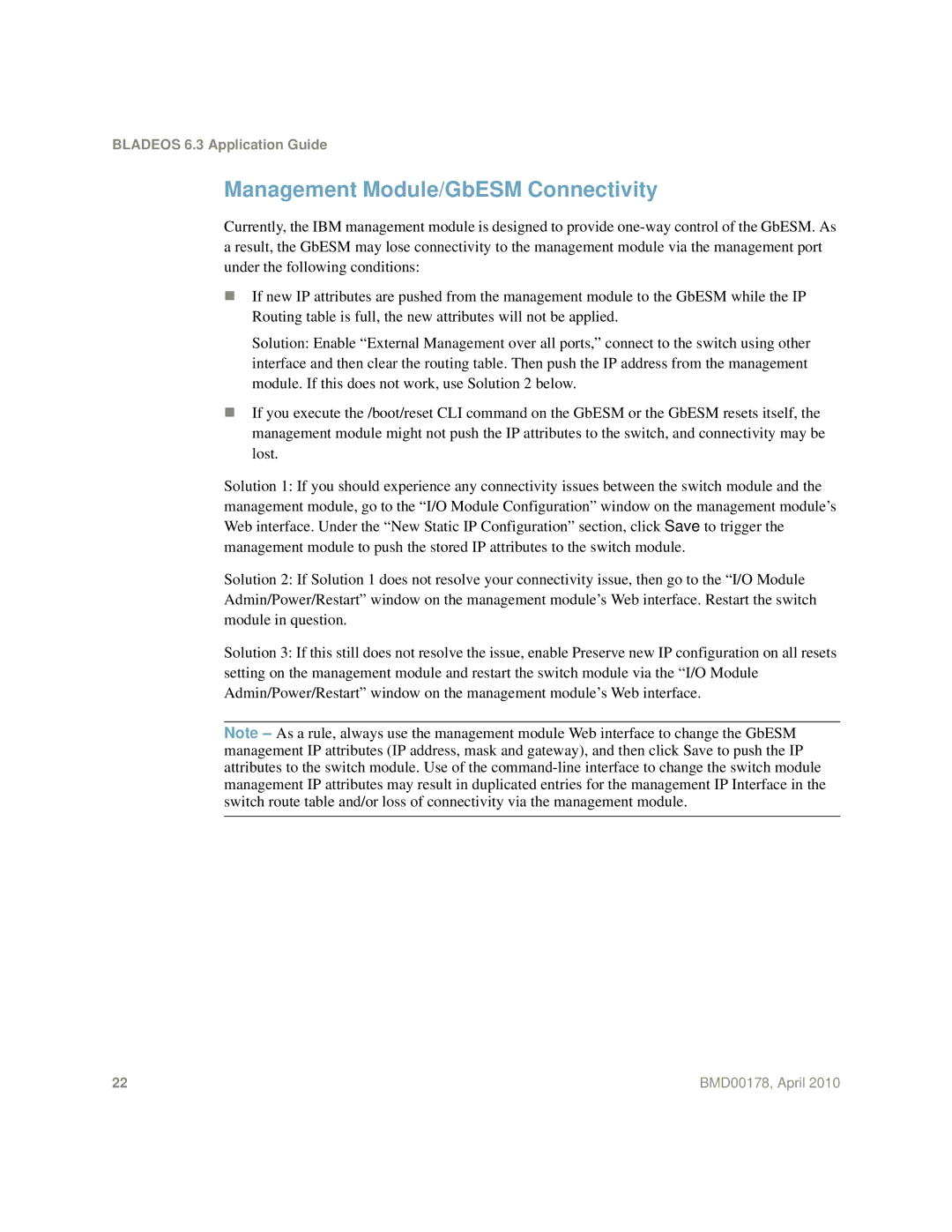 Blade ICE BMD00178 manual Management Module/GbESM Connectivity 