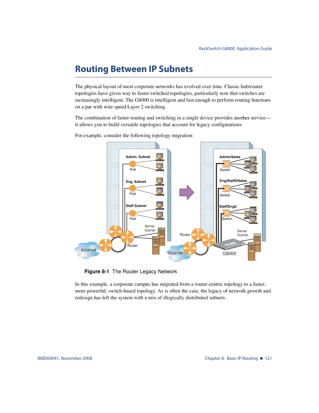 Blade ICE G8000 manual Routing Between IP Subnets, 1The Router Legacy Network 