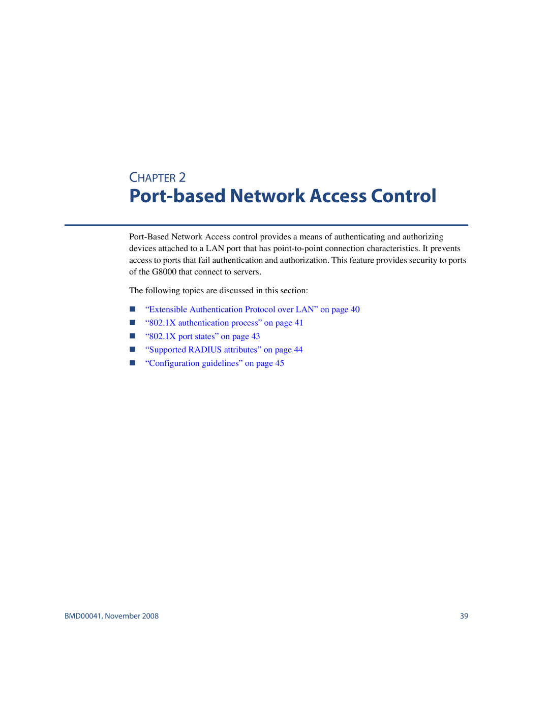 Blade ICE G8000 manual Port-based Network Access Control 