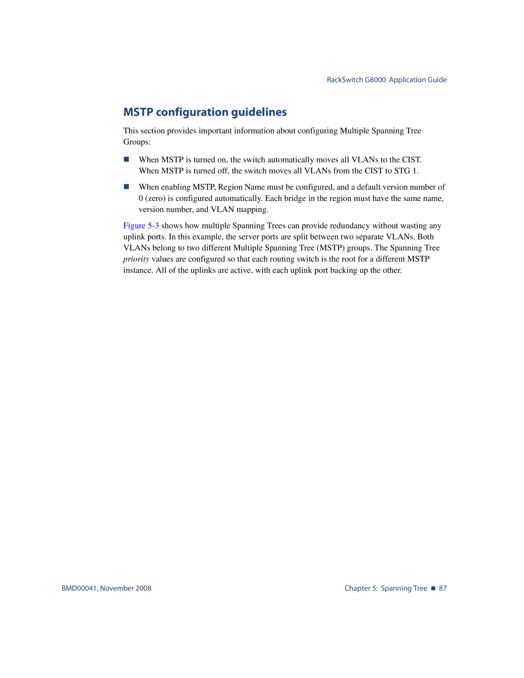 Blade ICE G8000 manual Mstp configuration guidelines 