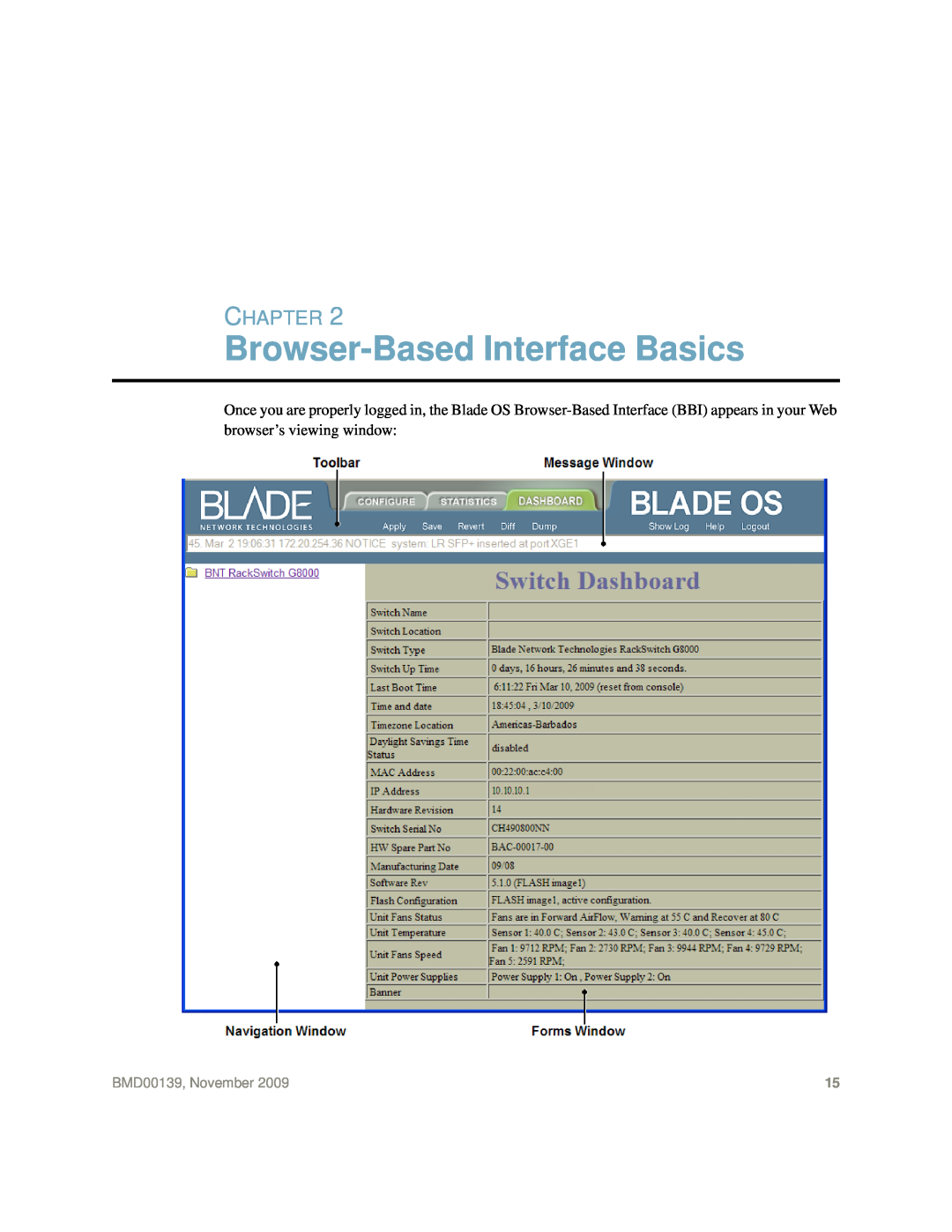 Blade ICE G8000 manual Browser-Based Interface Basics, Chapter, BMD00139, November 